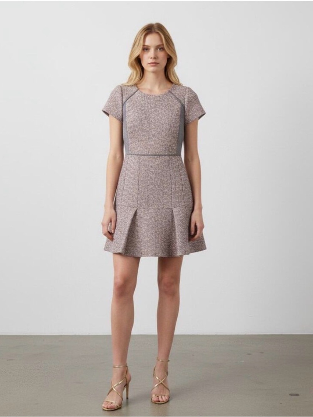 J. Crew Heathered Mauve Short-Sleeve A-Line Mini Dress